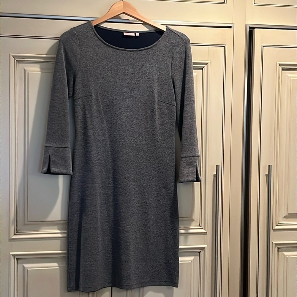 Ellie Kai heathered navy midi dress with 3/4 sleeves - classic fit and look